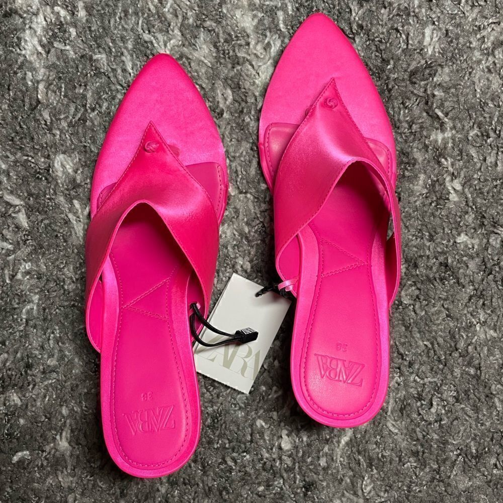 NWT Zara Satin Effect High Heel Sandals - Picture 7 of 12